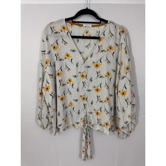 Maurice’s Floral Tie Front Blouse 2X, Long Sleeve, 100% Rayon - Picture 1 of 9